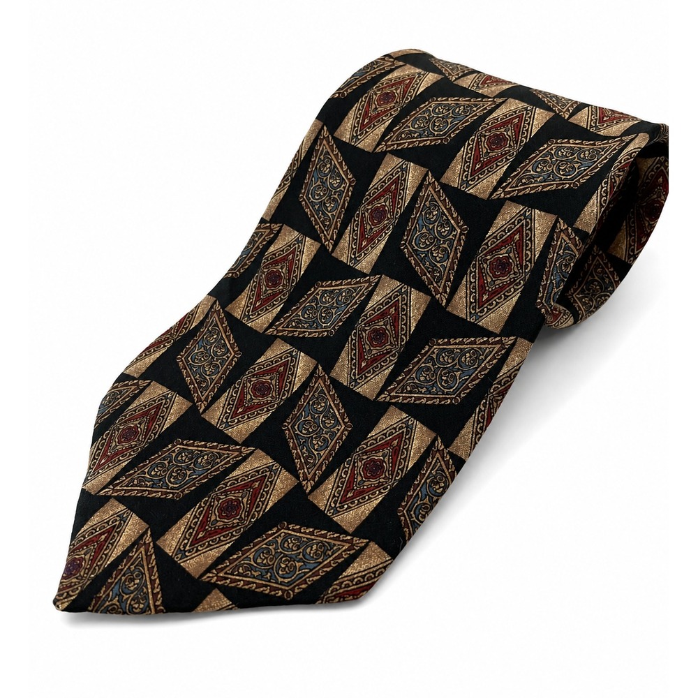 Etienne Aigner Men's Classic Neck Tie Black Diamond Retro Print 100% Silk
